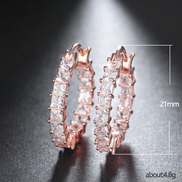 New luxury high-end zircon thin earrings earrings for women European and American style copper gold-plated fashion earrings