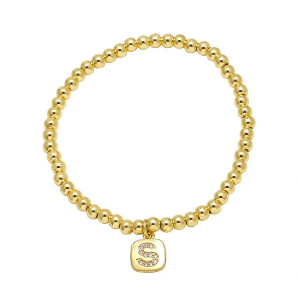 AS jewelry hot selling square 26 English letters pendant bracelet female beaded bracelet brf55