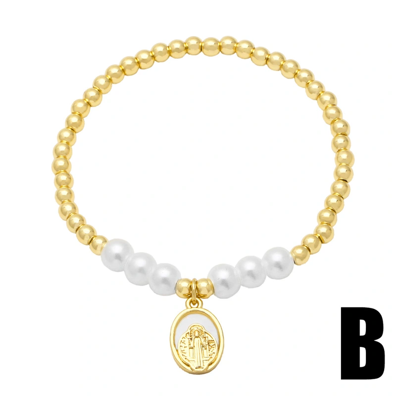 AS jewelry European and American shell pearl Madonna bracelet female copper plated 18k gold hand jewelry bracelet brb97