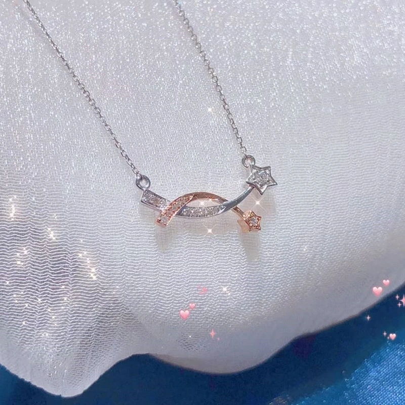 Light luxury niche meteor necklace simple forest style two-color star pendant clavicle chain Japanese and Korean all-match necklace