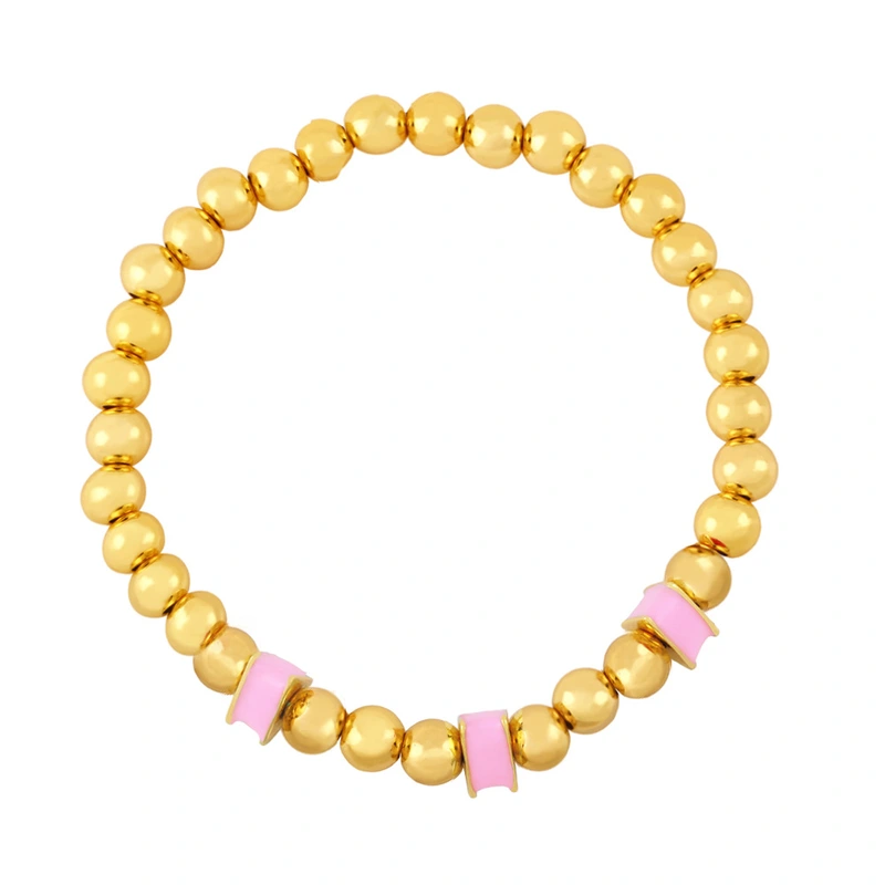 Clearance European and American jewelry color dripping copper plated 18K gold round beads couple beaded bracelet bracelet bre90