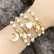 European and American niche pearl beaded bracelet style fashion French light star moon star love pendant bracelet brj80