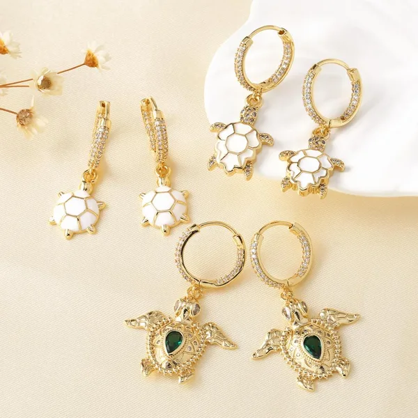 AS jewelry new hot selling copper plated real gold turtle oil drop pendant earrings earrings erg54 earrings