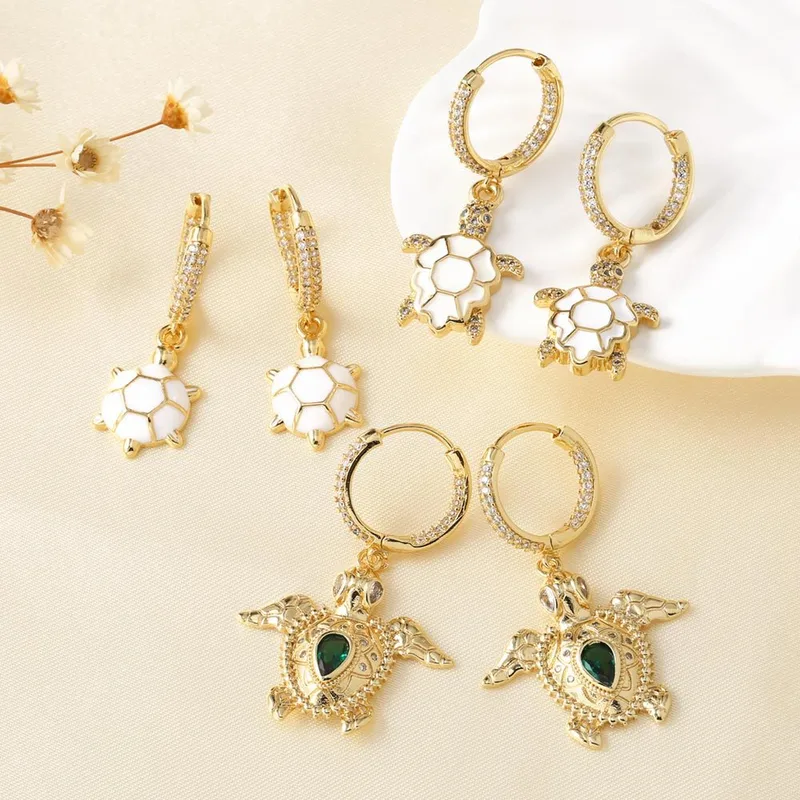 AS jewelry new hot selling copper plated real gold turtle oil drop pendant earrings earrings erg54 earrings