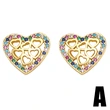 Colored zirconium geometric heart earrings earrings for women European and American fashion simple style Internet celebrity retro snake earrings era014