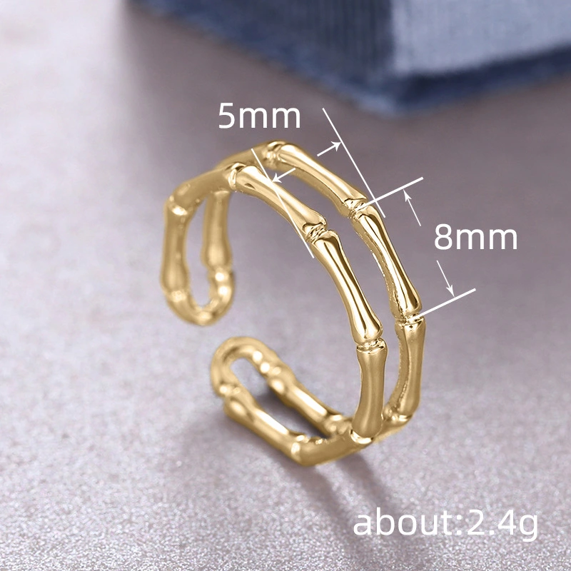  Fashion personality bamboo adjustable ring simple popular plain ring female super popular European and Korean jewelry