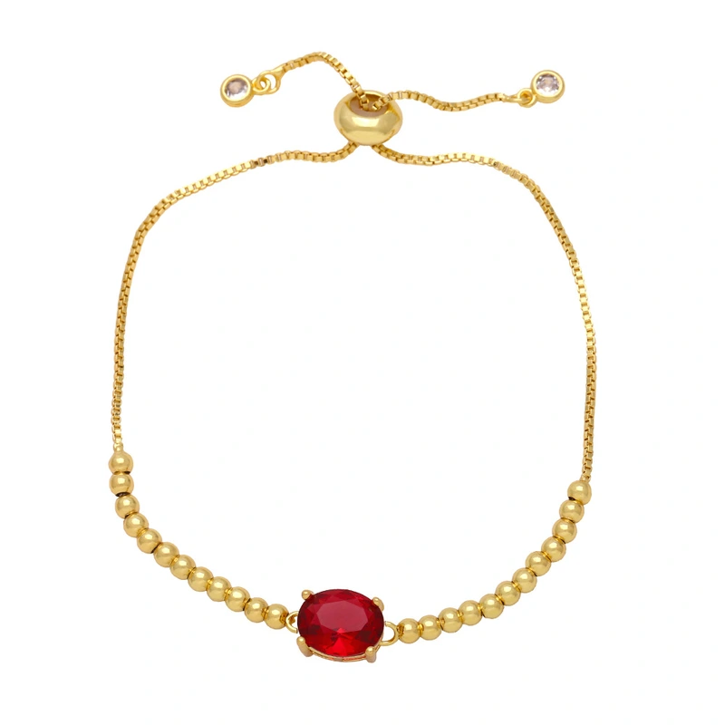 European and American INS fashion retro geometric oval zircon bracelet female pull-out adjustable round bead bracelet wholesale bre16