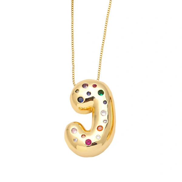 AS jewelry 26 English letters necklace gold-plated inlaid colored zircon clavicle chain nkb070