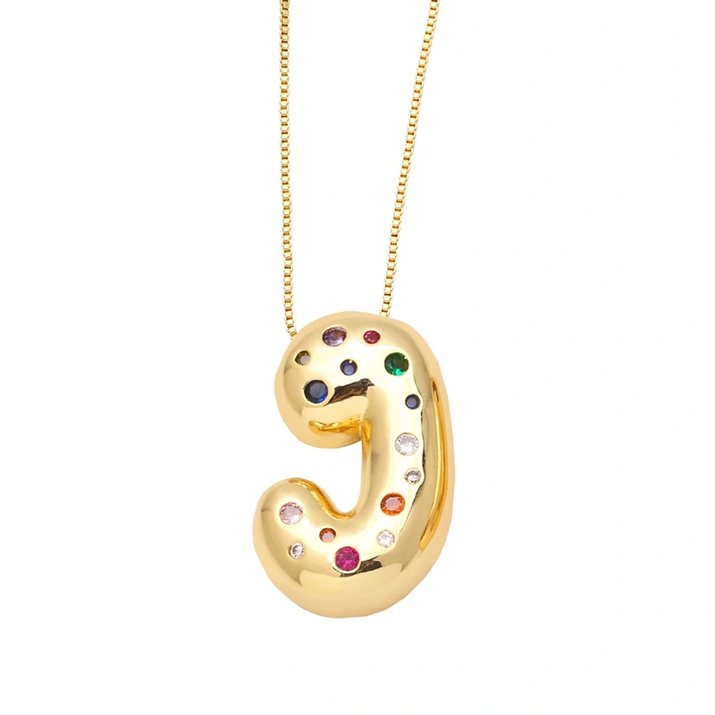 AS jewelry 26 English letters necklace gold-plated inlaid colored zircon clavicle chain nkb070