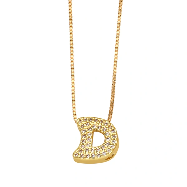 AS jewelry new arrival 26 English letters necklace gold-plated zircon inlaid hip-hop clavicle chain nkw61