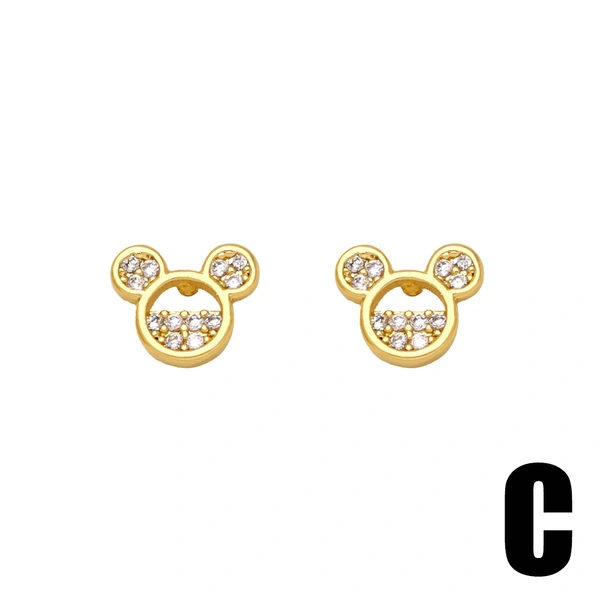 European and American new simple sweet bear earrings net celebrity cute versatile exquisite earrings student earrings ert28