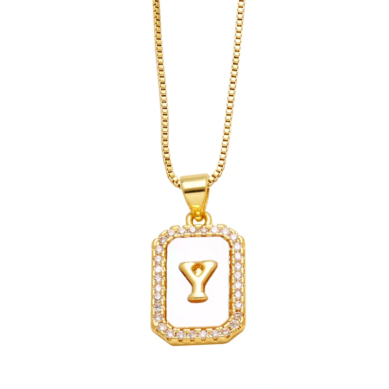AS jewelry European and American new shell cube 26 English letters necklace clavicle chain female nkb581
