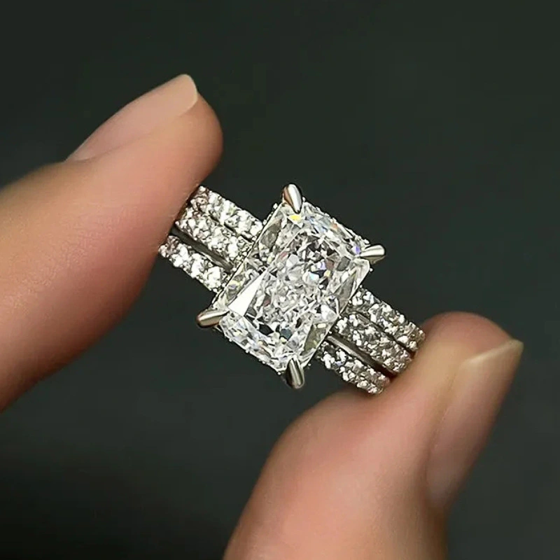 Factory wholesale three-piece ring set, elegant and high-end jewelry for wedding and engagement occasions