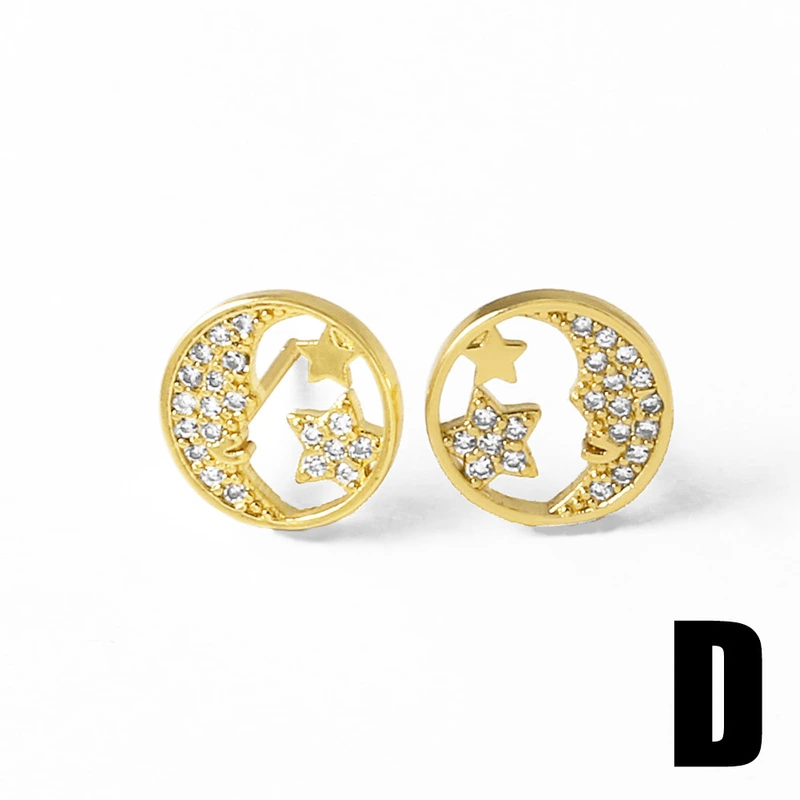 AS jewelry love smile earrings female versatile gold-plated zircon star earrings eru02