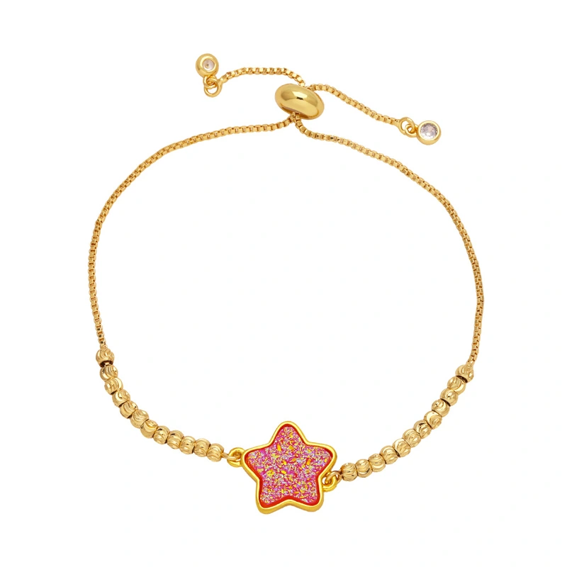 Hot selling bracelet women's style European and American simple five-pointed star gold-plated adjustable pull bracelet brc42