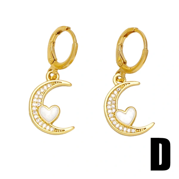 European and American earrings creative personality lightning moon love earrings niche design diamond earrings ert47