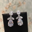 Super shiny zircon exquisite earrings teardrop-shaped long slim bridal accessories wedding engagement versatile earrings