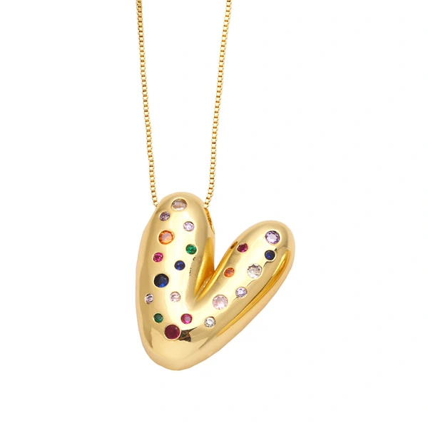AS jewelry 26 English letters necklace gold-plated inlaid colored zircon clavicle chain nkb070