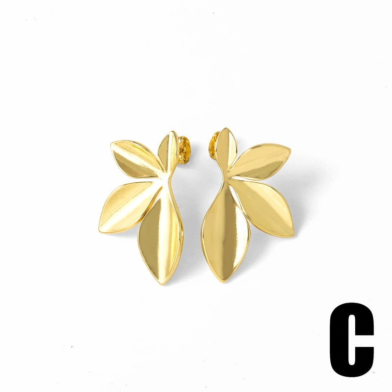 AS jewelry European and American trend new glossy leaf water drop earrings copper plated 18k gold earrings erz95