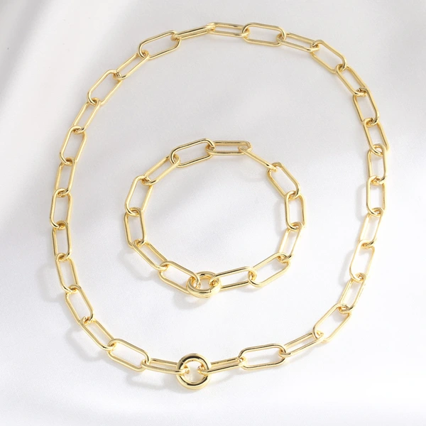 AS jewelry European and American fashion simple versatile copper plated 18k gold chain clavicle necklace set nkp85