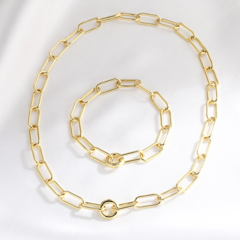 AS jewelry European and American fashion simple versatile copper plated 18k gold chain clavicle necklace set nkp85