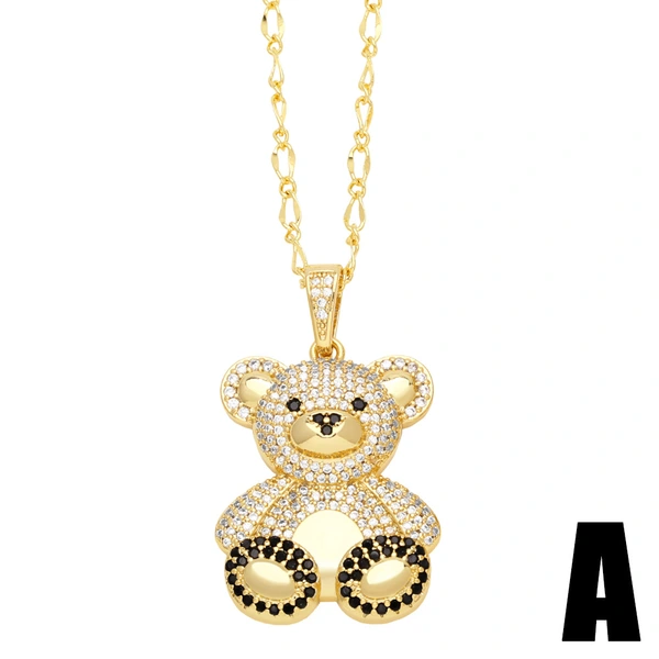 New sweet simple bear necklace female light luxury niche design cute bear clavicle chain nkn93