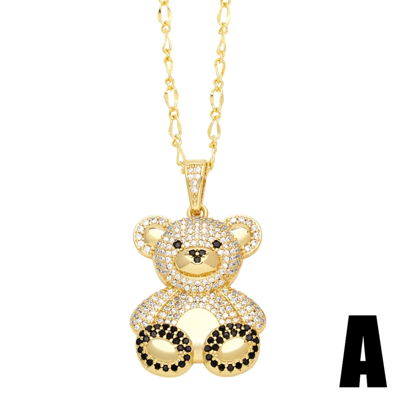 New sweet simple bear necklace female light luxury niche design cute bear clavicle chain nkn93