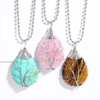 Hot selling teardrop-shaped necklace tree of life winding pendant amethyst turquoise agate pendant nkb637
