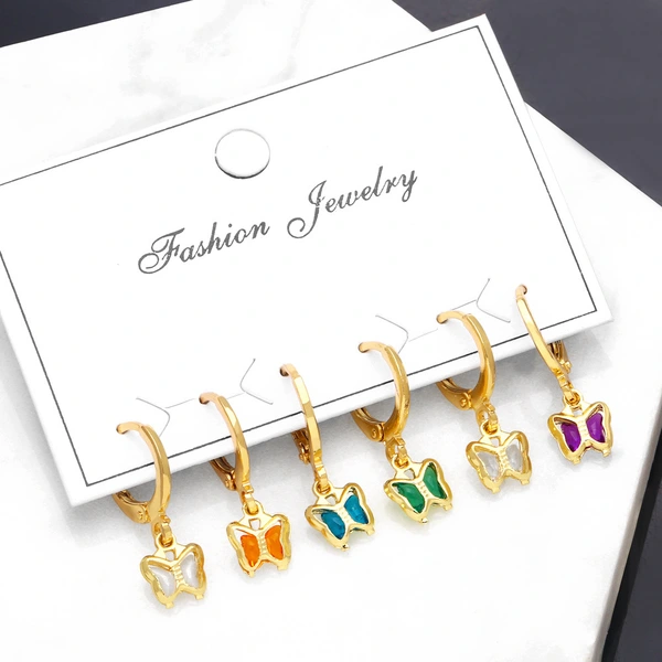 Clearance new earrings set European and American fashion temperament butterfly earrings six-piece earrings era136