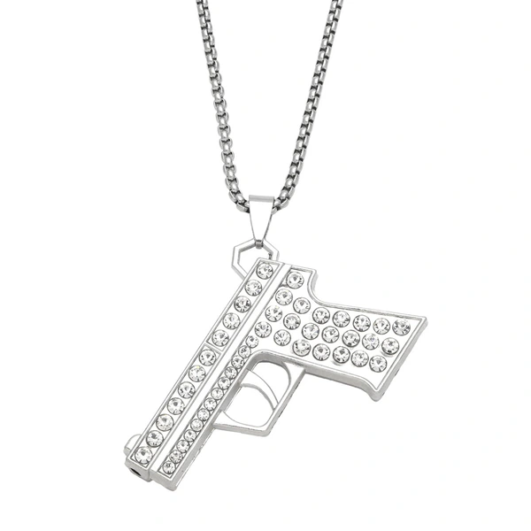European and American hot-selling hip-hop rap pistol necklace fashion personality pendant necklace trendy cool versatile sweater chain nkb329