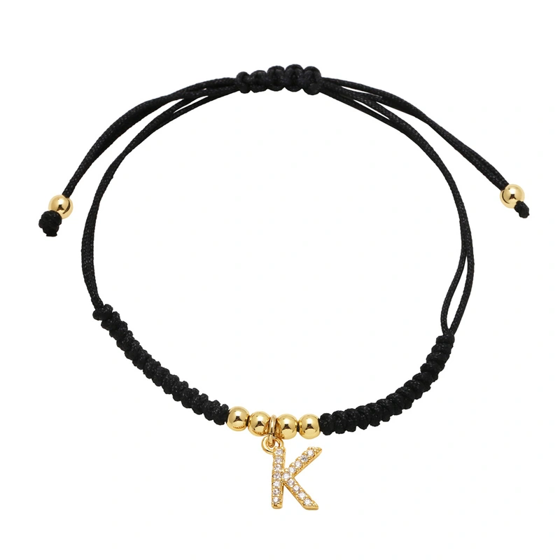 AS jewelry European and American new black bracelet 26 English letters pendant bracelet hand jewelry bra13