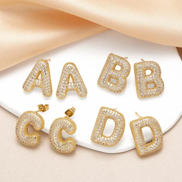 AS jewelry hot selling 26 English letters earrings gold-plated full zircon earrings female era009