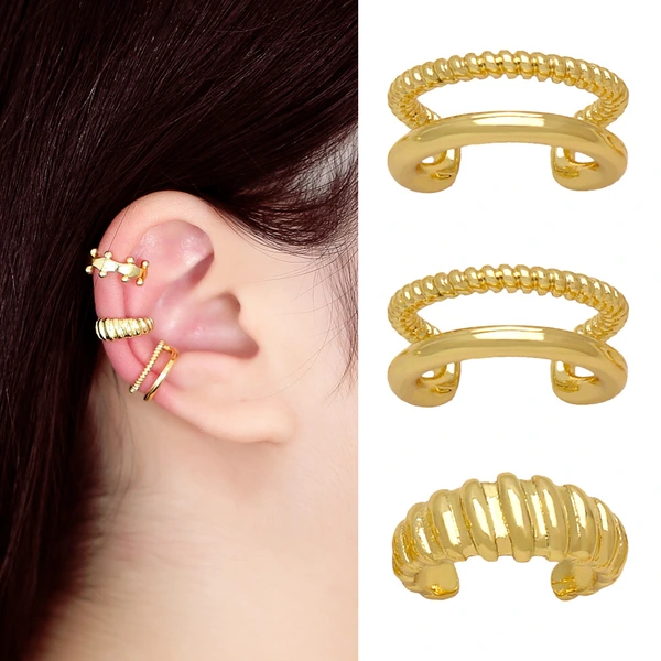 Hot selling retro metal ear clips for non-pierced ears, high-end earrings, cool style ear bone clips ers44