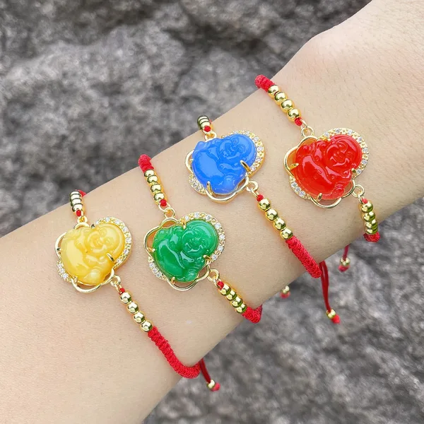 Creative Chinese style red string bracelet fashion design national tide diamond zircon Maitreya Buddha bracelet female brh73