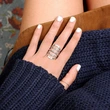 Metal electroplated ring for women, multi-layer geometric design, old-fashioned ring, fashionable niche single ring