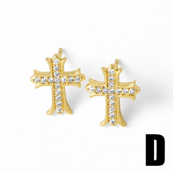 AS jewelry Europe and the United States hot selling cross earrings female copper plated 18k gold full zircon earrings era369