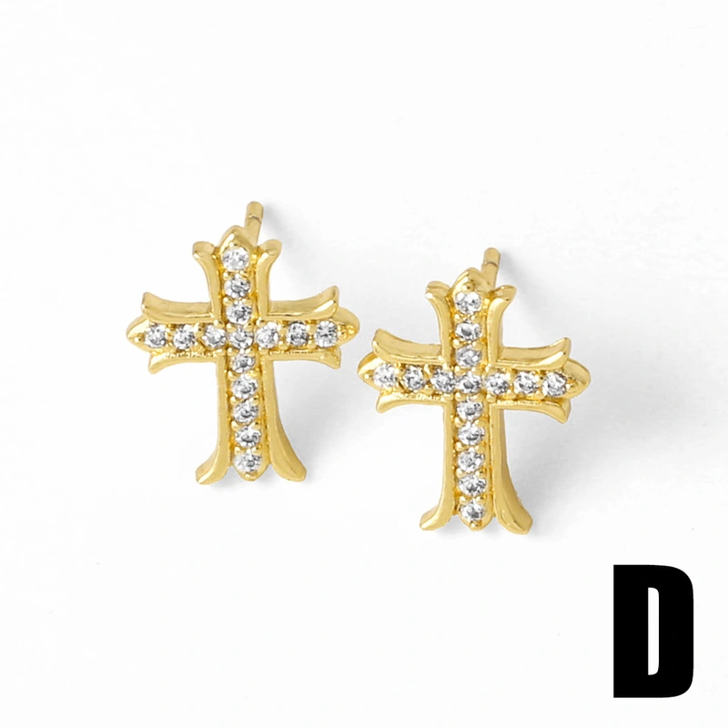 AS jewelry Europe and the United States hot selling cross earrings female copper plated 18k gold full zircon earrings era369