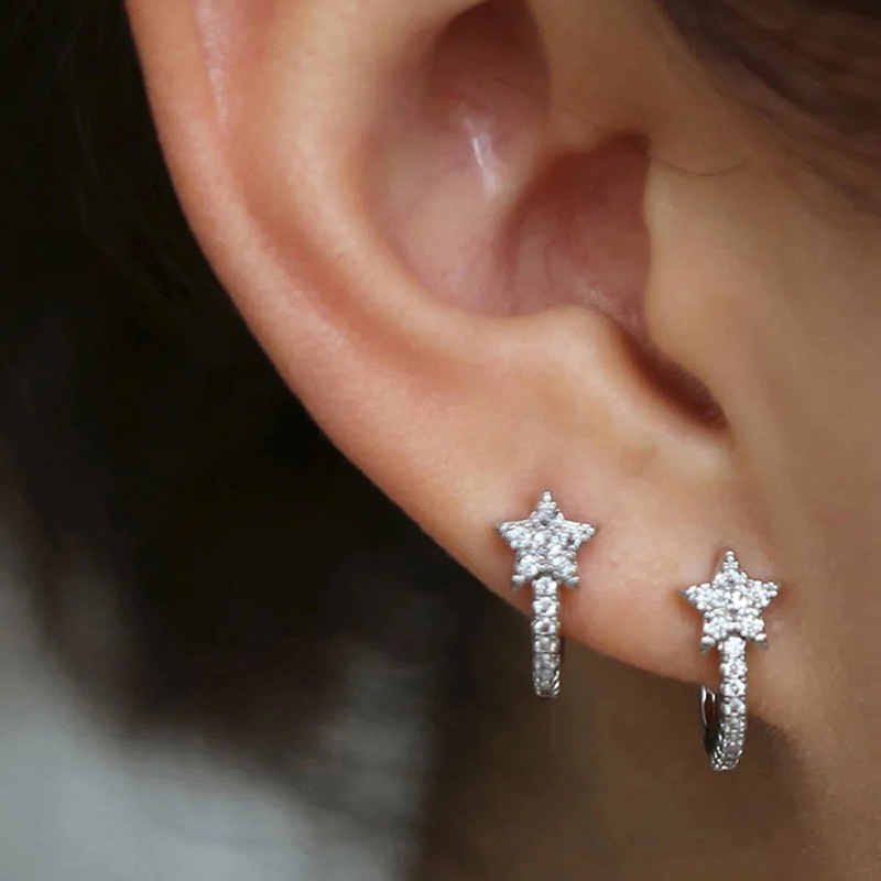 Cute star simple earrings niche temperament student earring accessories Korean version of the new exquisite star earrings