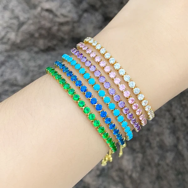 Hot selling zircon bracelet bracelet adjustable pull-out micro-inlaid colored zircon bracelet female brk41