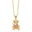 European and American cute bear necklace simple fashion inlaid zircon temperament colorful bear pendant clavicle chain nkq48