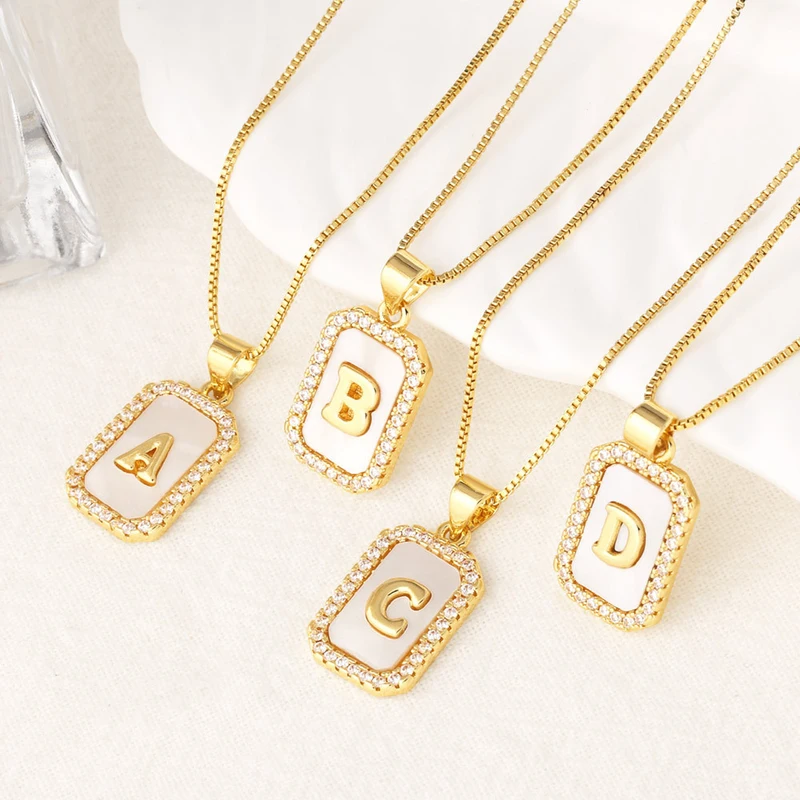AS jewelry European and American new shell cube 26 English letters necklace clavicle chain female nkb581