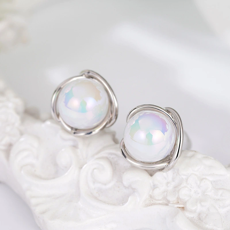  European and American colorful imitation moonstone earrings for women fashion personality sweet jewelry line design earrings