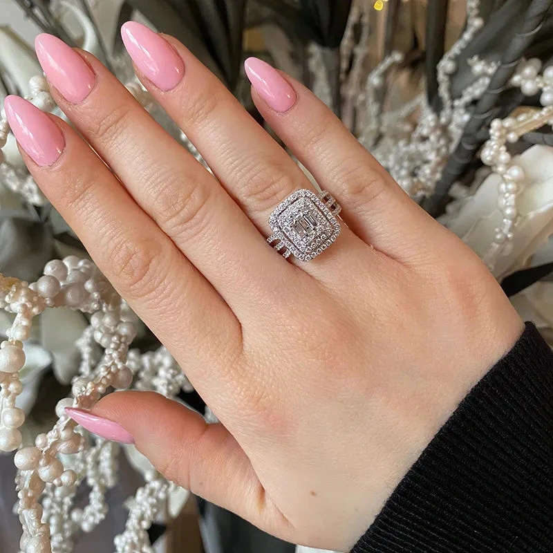Rock sugar imitation diamond ring female niche design trend light luxury rings temperament versatile sweet ring