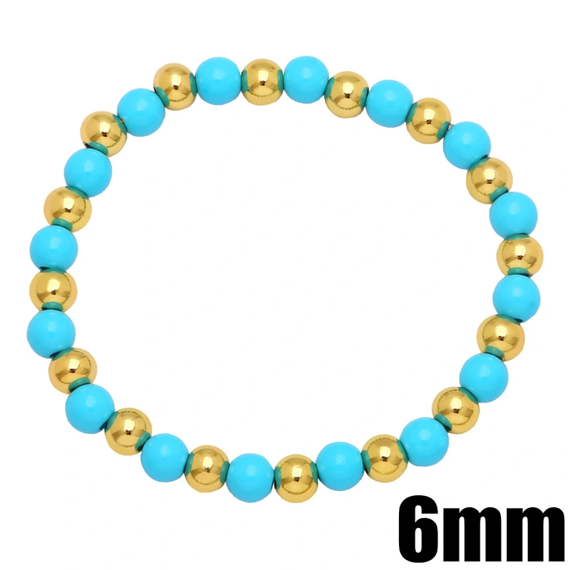 Bohemian color bracelet creative handmade copper gold-plated oil drop round beaded elastic bracelet bracelet brg92