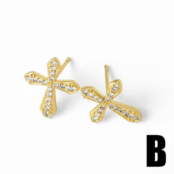 AS jewelry Europe and the United States hot selling cross earrings female copper plated 18k gold full zircon earrings era369