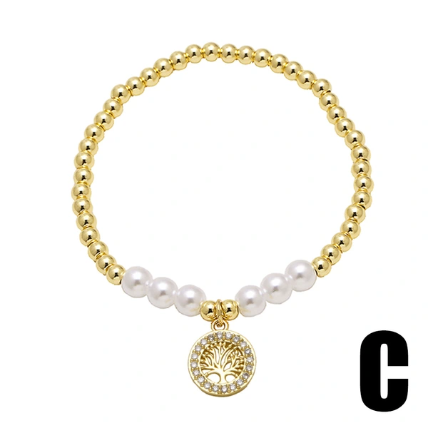 AS jewelry hot selling pearl bracelet zircon tree of life pendant bracelet hand jewelry female bra48