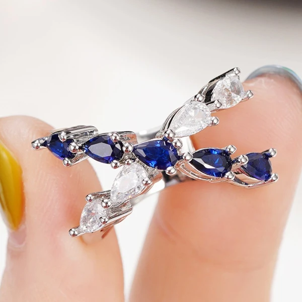 Cross two-color teardrop ring female classic fashionable creative versatile ring contrast color smart dance female ring