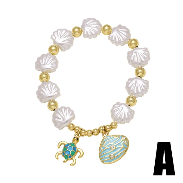 AS European and American new fashion high-end shell ocean style turtle love pendant bracelet female brh95