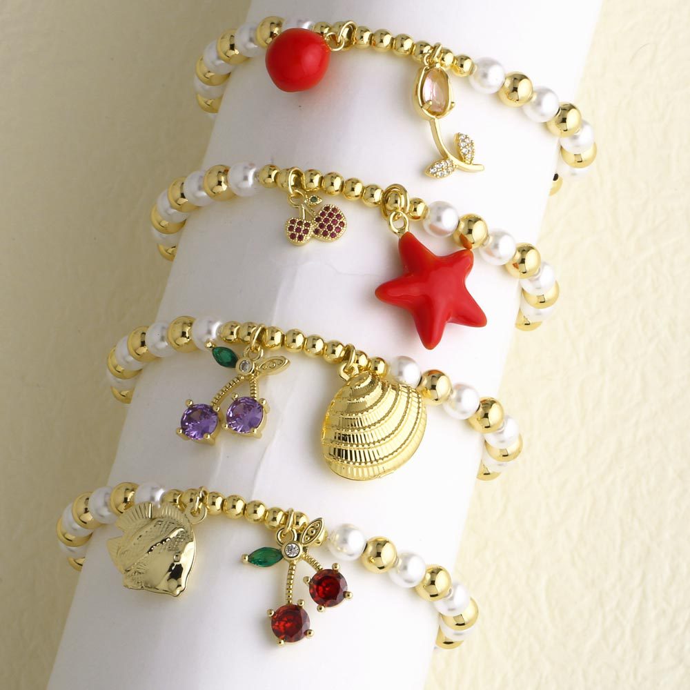 AS jewelry European and American fashion star Baker bracelet copper plated 18k gold pearl cherry bracelet hand jewelry brm83