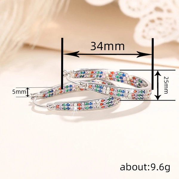 Bohemian style colorful earrings fresh and eye-catching inlaid zircon jewelry niche design earrings